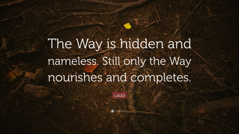 Laozi Quote: “The Way is hidden and nameless. Still only the Way nourishes and completes.”