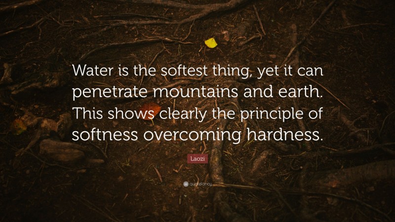 Laozi Quote: “Water is the softest thing, yet it can penetrate mountains and earth. This shows clearly the principle of softness overcoming hardness.”