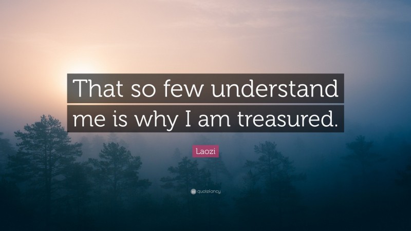 Laozi Quote: “That so few understand me is why I am treasured.”