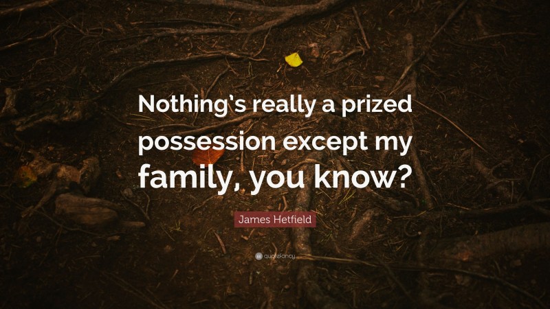 James Hetfield Quote: “Nothing’s really a prized possession except my family, you know?”