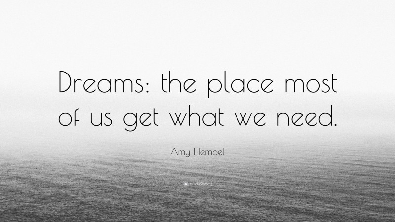 Amy Hempel Quote: “Dreams: the place most of us get what we need.”