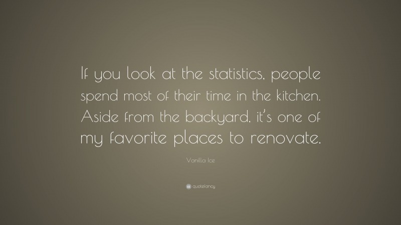 Vanilla Ice Quote: “If you look at the statistics, people spend most of their time in the kitchen. Aside from the backyard, it’s one of my favorite places to renovate.”