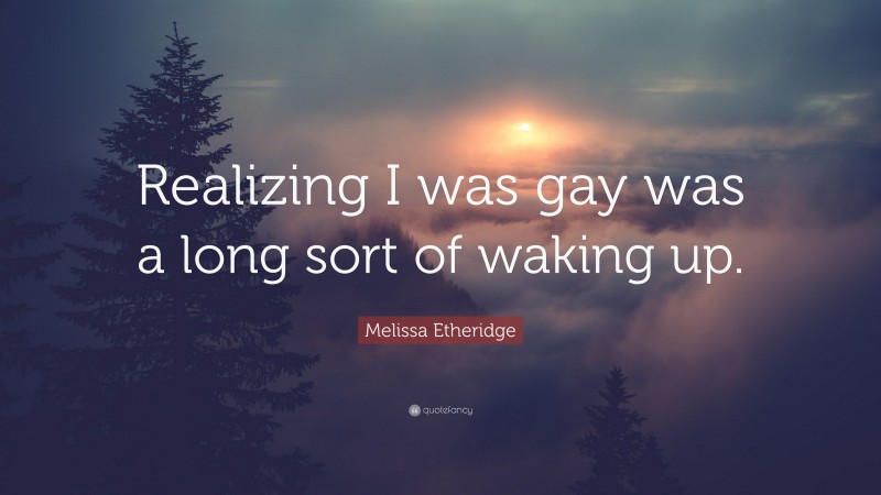 Melissa Etheridge Quote: “Realizing I was gay was a long sort of waking up.”