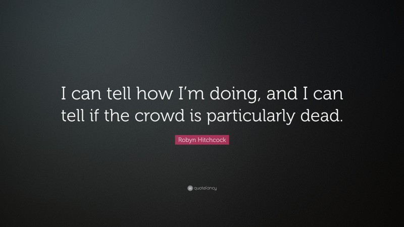 Robyn Hitchcock Quote: “I can tell how I’m doing, and I can tell if the crowd is particularly dead.”