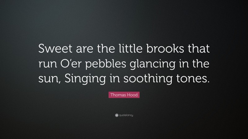 Thomas Hood Quote: “Sweet are the little brooks that run O’er pebbles glancing in the sun, Singing in soothing tones.”