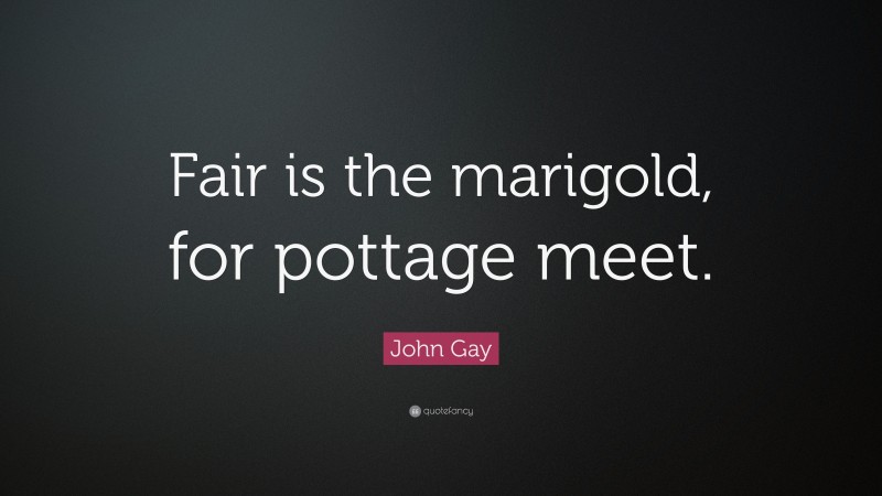 John Gay Quote: “Fair is the marigold, for pottage meet.”