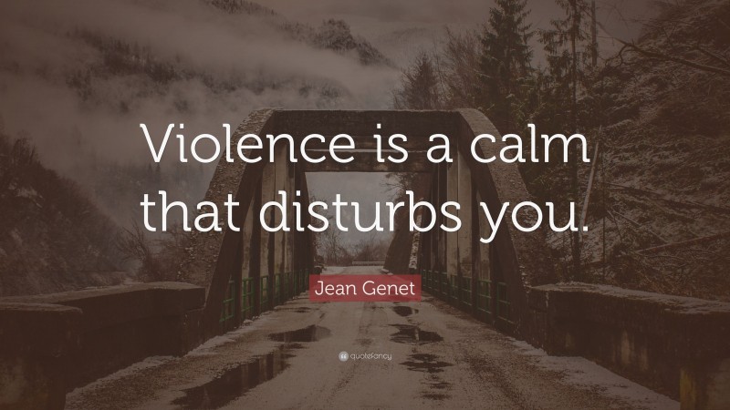 Jean Genet Quote: “Violence is a calm that disturbs you.”