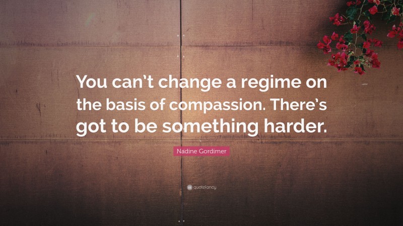 Nadine Gordimer Quote: “You can’t change a regime on the basis of compassion. There’s got to be something harder.”