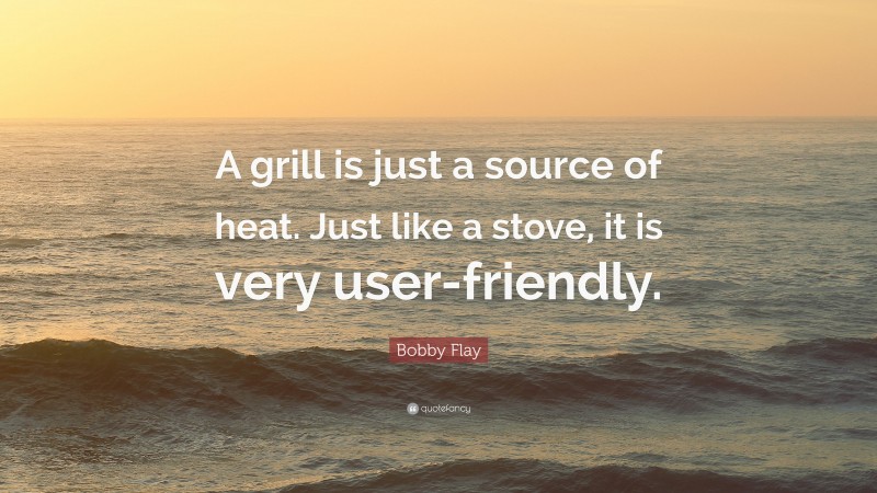 Bobby Flay Quote: “A grill is just a source of heat. Just like a stove, it is very user-friendly.”