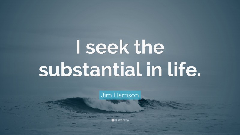 Jim Harrison Quote: “I seek the substantial in life.”