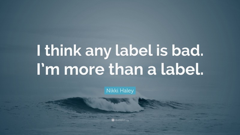 Nikki Haley Quote: “I think any label is bad. I’m more than a label.”