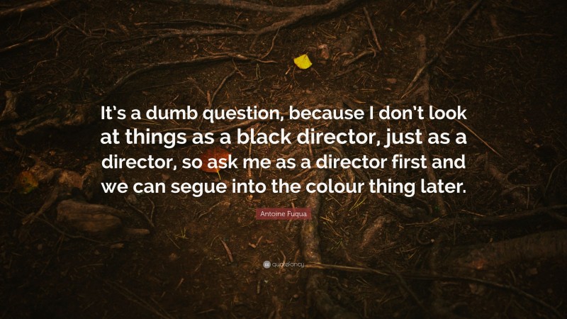 Antoine Fuqua Quote: “It’s a dumb question, because I don’t look at things as a black director, just as a director, so ask me as a director first and we can segue into the colour thing later.”