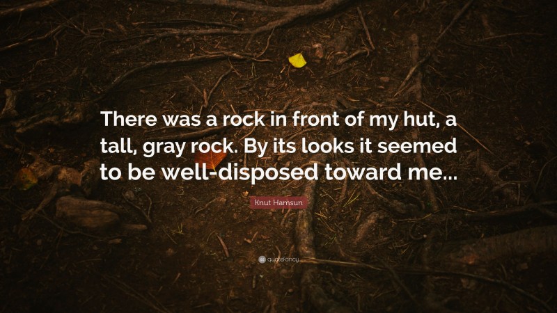 Knut Hamsun Quote: “There was a rock in front of my hut, a tall, gray rock. By its looks it seemed to be well-disposed toward me...”