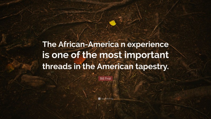 Bill Frist Quote: “The African-America n experience is one of the most important threads in the American tapestry.”