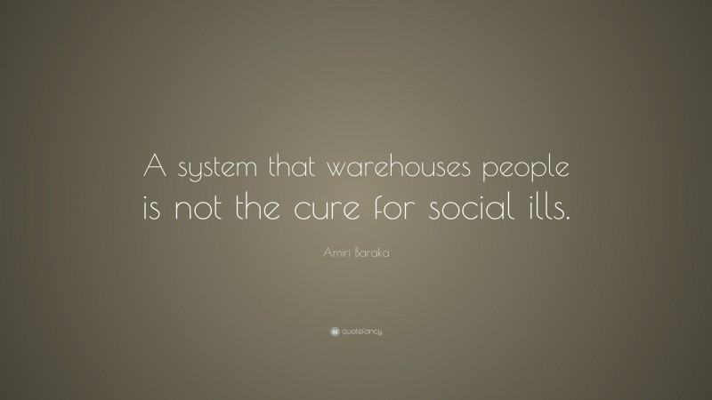 Amiri Baraka Quote: “A system that warehouses people is not the cure for social ills.”