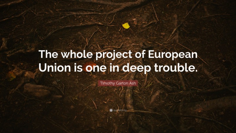 Timothy Garton Ash Quote: “The whole project of European Union is one in deep trouble.”