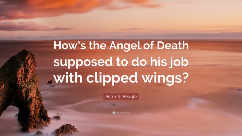 Peter S. Beagle Quote: “How’s the Angel of Death supposed to do his job with clipped wings?”
