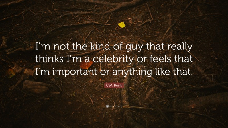 C.M. Punk Quote: “I’m not the kind of guy that really thinks I’m a celebrity or feels that I’m important or anything like that.”