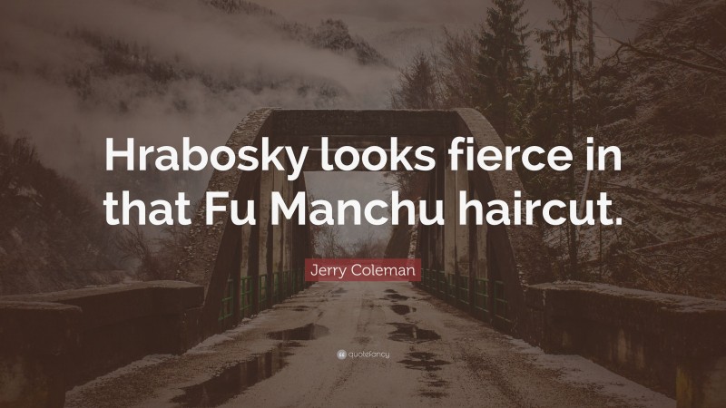Jerry Coleman Quote: “Hrabosky looks fierce in that Fu Manchu haircut.”