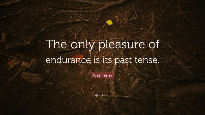 Wes Fesler Quote: “The only pleasure of endurance is its past tense.”