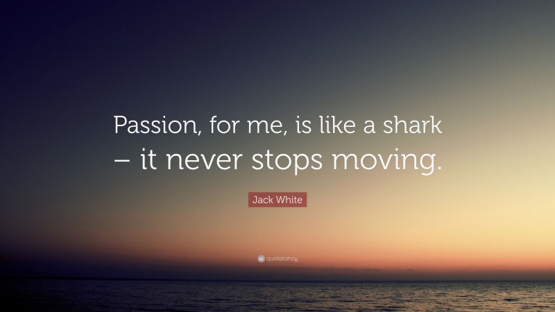 Jack White Quote: “Passion, for me, is like a shark – it never stops moving.”