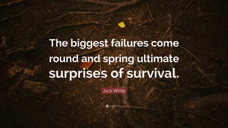 Jack White Quote: “The biggest failures come round and spring ultimate surprises of survival.”