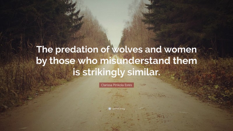 Clarissa Pinkola Estés Quote: “The predation of wolves and women by those who misunderstand them is strikingly similar.”