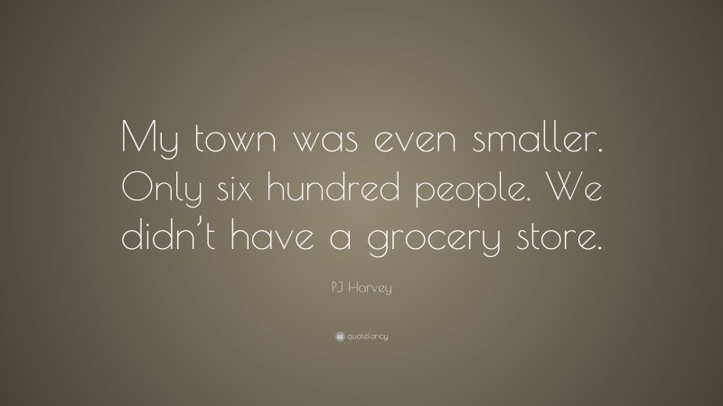 PJ Harvey Quote: “My town was even smaller. Only six hundred people. We didn’t have a grocery store.”