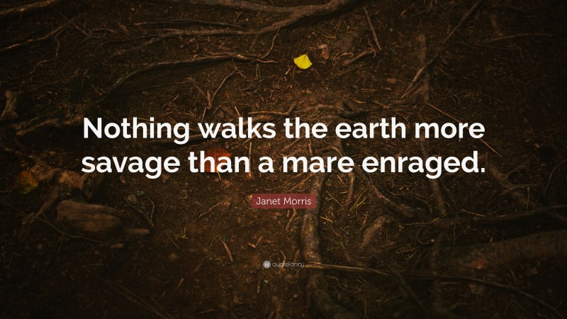 Janet Morris Quote: “Nothing walks the earth more savage than a mare enraged.”