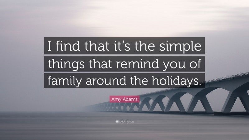 Amy Adams Quote: “I find that it’s the simple things that remind you of family around the holidays.”