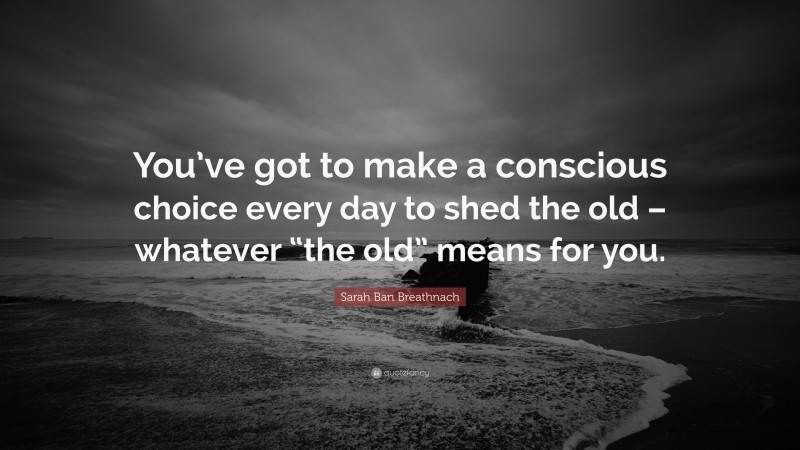 Sarah Ban Breathnach Quote: “You’ve got to make a conscious choice every day to shed the old – whatever “the old” means for you.”
