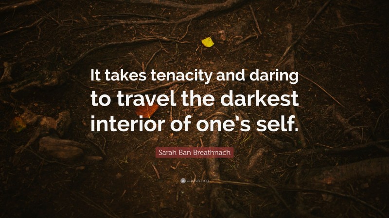 Sarah Ban Breathnach Quote: “It takes tenacity and daring to travel the darkest interior of one’s self.”