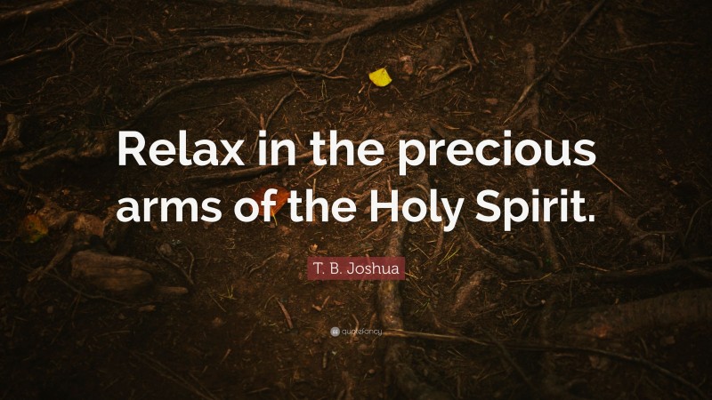 T. B. Joshua Quote: “Relax in the precious arms of the Holy Spirit.”