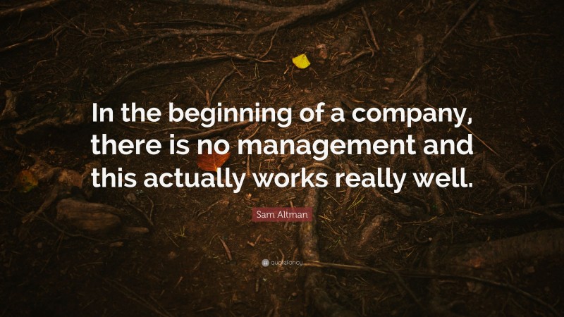 Sam Altman Quote: “In the beginning of a company, there is no management and this actually works really well.”