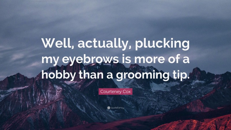 Courteney Cox Quote: “Well, actually, plucking my eyebrows is more of a hobby than a grooming tip.”