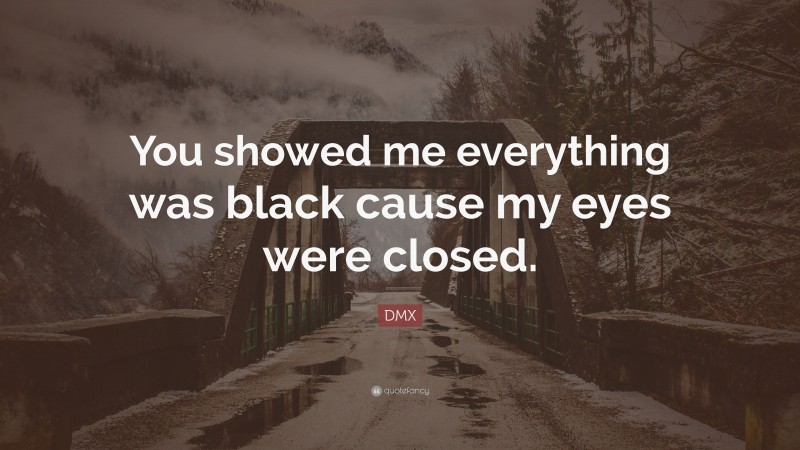 DMX Quote: “You showed me everything was black cause my eyes were closed.”