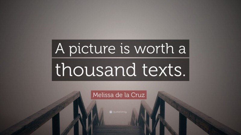 Melissa de la Cruz Quote: “A picture is worth a thousand texts.”