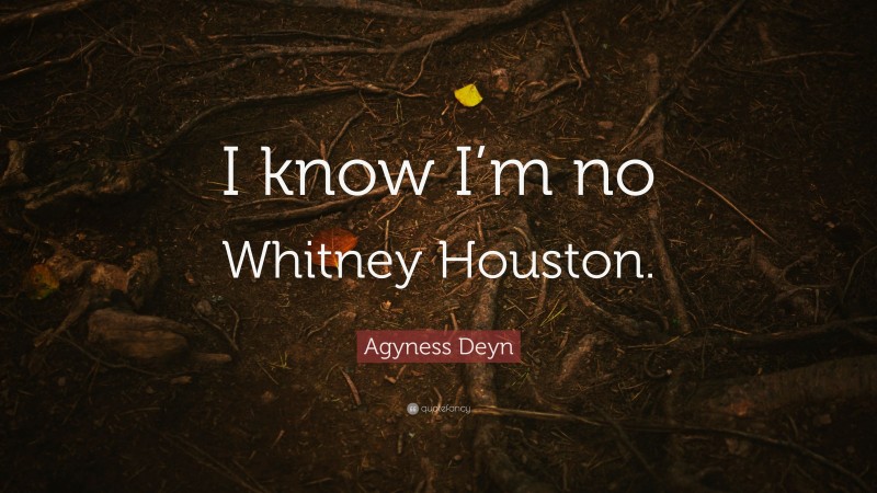 Agyness Deyn Quote: “I know I’m no Whitney Houston.”