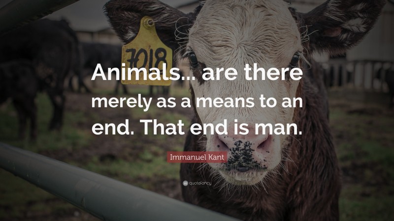 Immanuel Kant Quote: “Animals... are there merely as a means to an end. That end is man.”