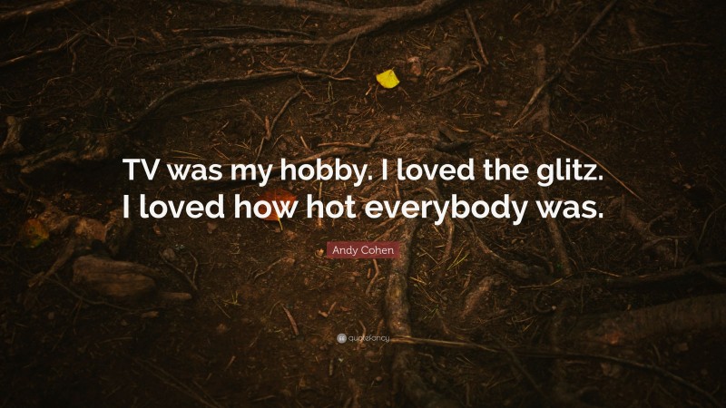 Andy Cohen Quote: “TV was my hobby. I loved the glitz. I loved how hot everybody was.”