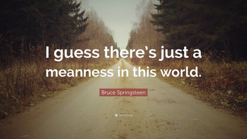 Bruce Springsteen Quote: “I guess there’s just a meanness in this world.”
