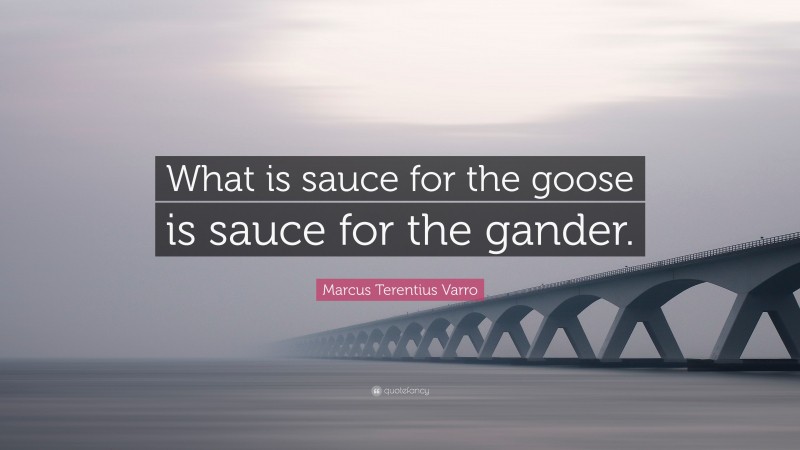 Marcus Terentius Varro Quote: “What is sauce for the goose is sauce for the gander.”