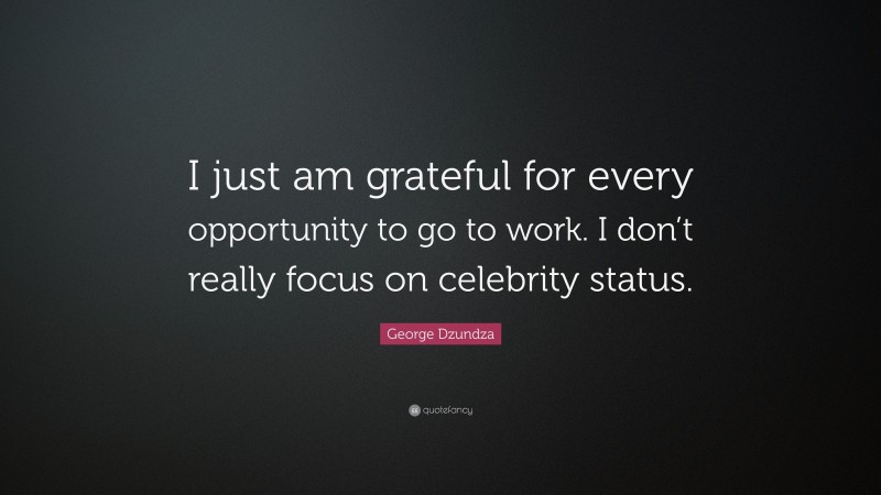 George Dzundza Quote: “I just am grateful for every opportunity to go to work. I don’t really focus on celebrity status.”