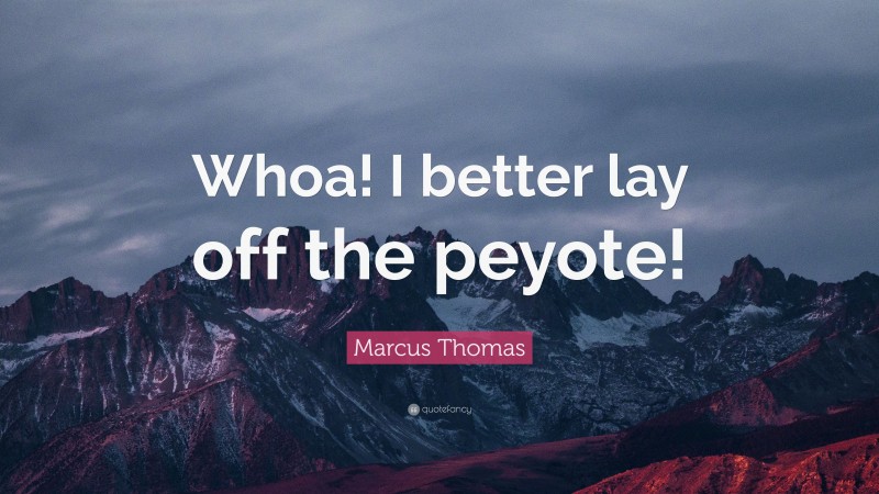 Marcus Thomas Quote: “Whoa! I better lay off the peyote!”