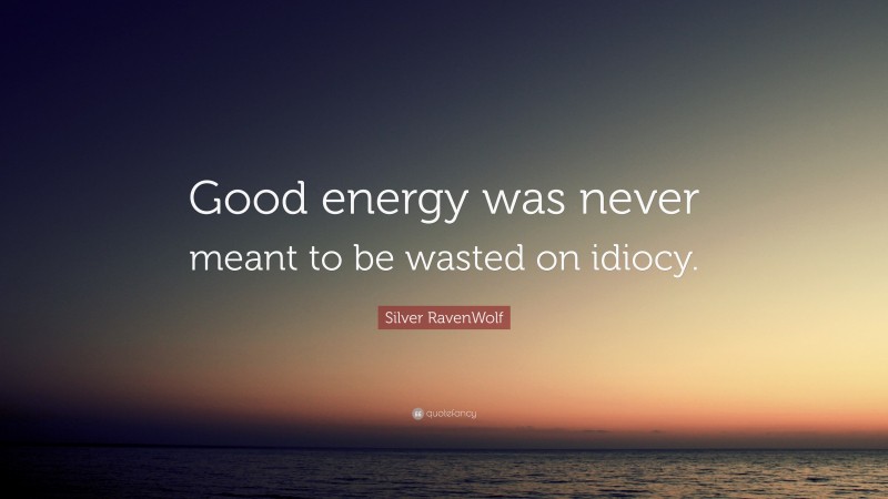 Silver RavenWolf Quote: “Good energy was never meant to be wasted on idiocy.”