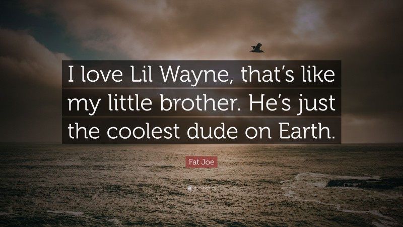 Fat Joe Quote: “I love Lil Wayne, that’s like my little brother. He’s just the coolest dude on Earth.”