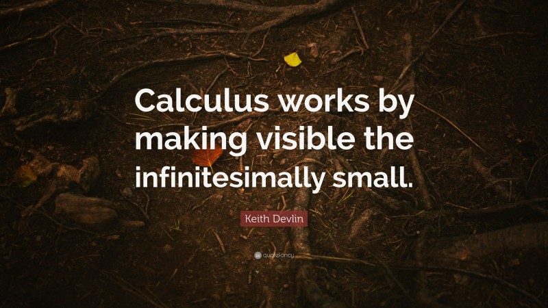 Keith Devlin Quote: “Calculus works by making visible the infinitesimally small.”