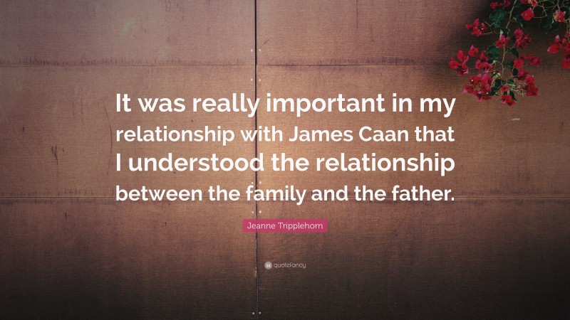 Jeanne Tripplehorn Quote: “It was really important in my relationship with James Caan that I understood the relationship between the family and the father.”
