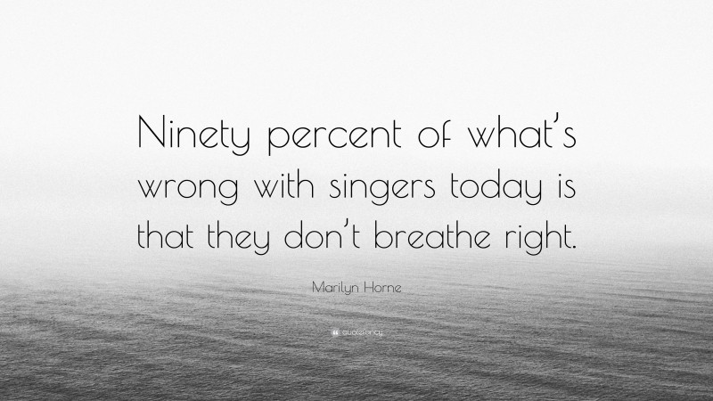 Marilyn Horne Quote: “Ninety percent of what’s wrong with singers today is that they don’t breathe right.”