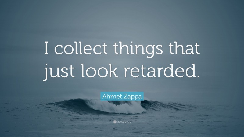 Ahmet Zappa Quote: “I collect things that just look retarded.”